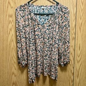 Maurices Floral Blouse XL Boho Ditsy Print Flowy 3/4 Sleeve Top